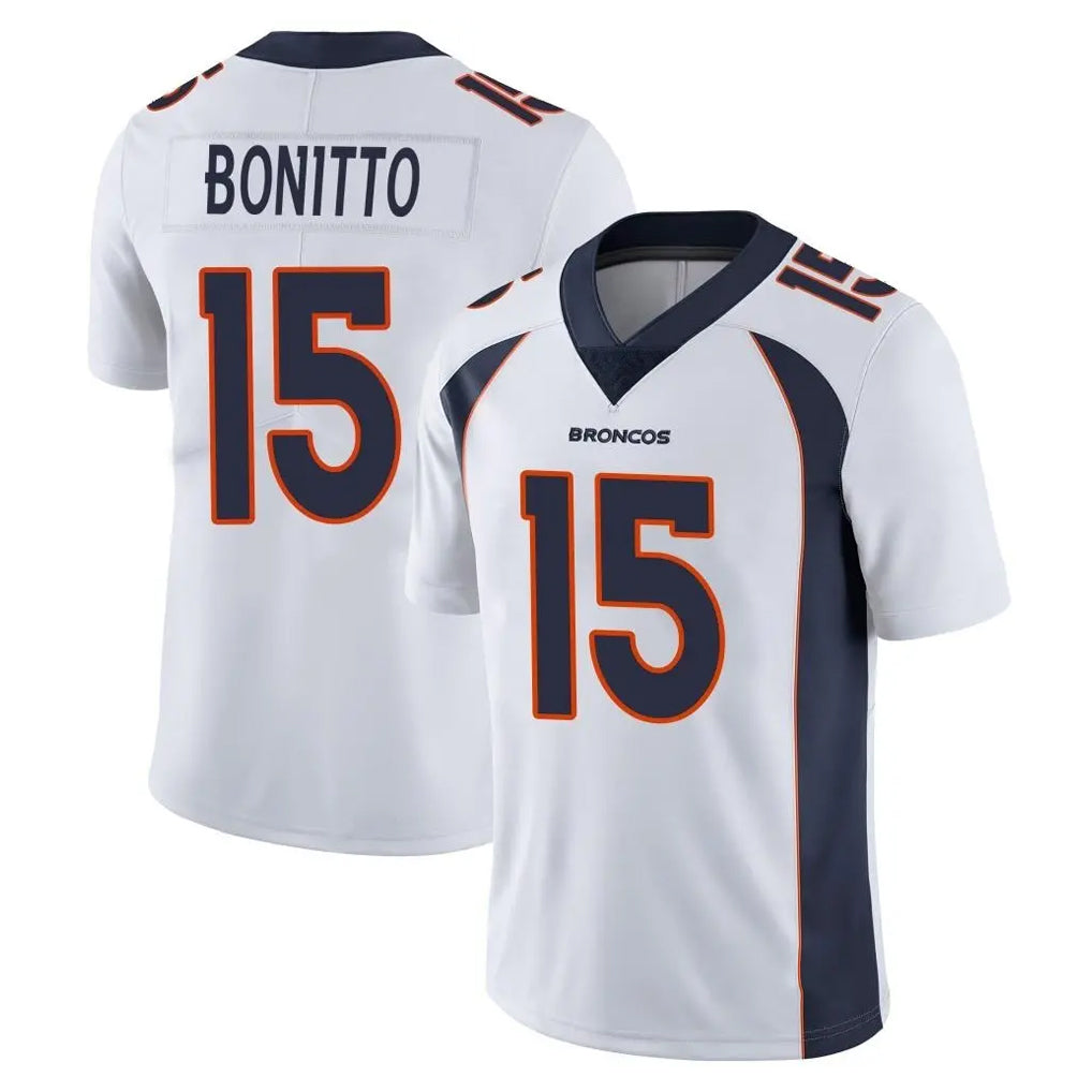 Elroe D.Broncos #15 Nik Bonitto Player White Vapor Untouchable Limited Home Game Stitched Jerseys