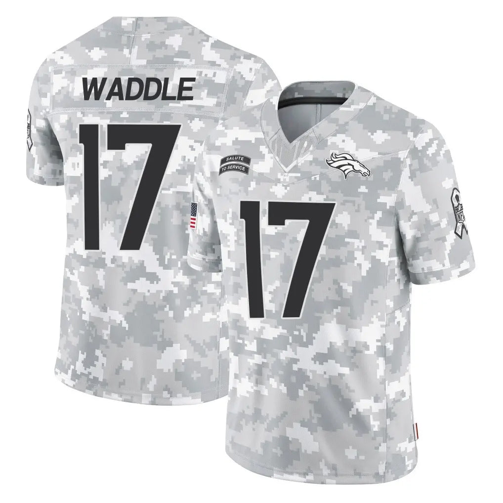 Elroe D.Broncos #17 Jaylen Waddle Player Arctic Camo Salute To Service Limited Stitched Jerseys