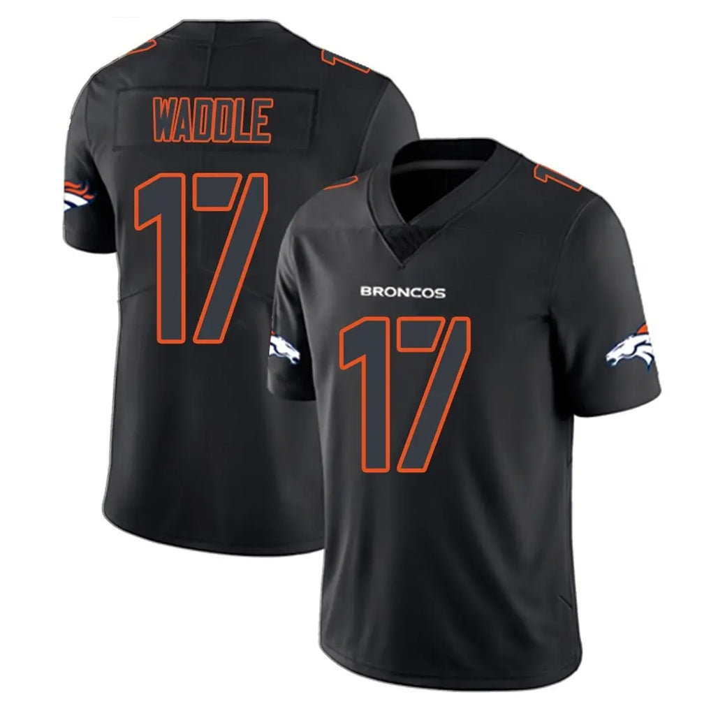 Elroe D.Broncos #17 Jaylen Waddle Player Black Impact Limited Game Stitched Jerseys
