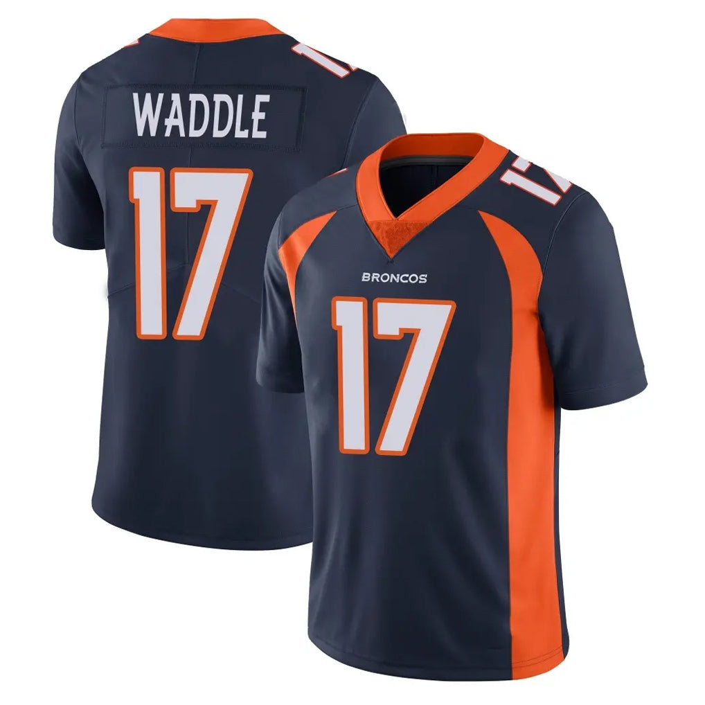 Elroe D.Broncos #17 Jaylen Waddle Player Navy Vapor Untouchable Limited Game Stitched Jerseys