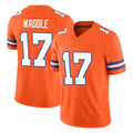 Elroe D.Broncos #17 Jaylen Waddle Player Orange Limited Alternate Vapor F.U.S.E. Throwback Game Stitched Jerseys