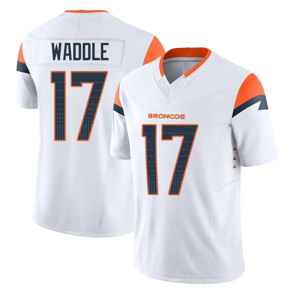 Elroe D.Broncos #17 Jaylen Waddle Player White Limited Vapor F.U.S.E. Home Game Stitched Jerseys