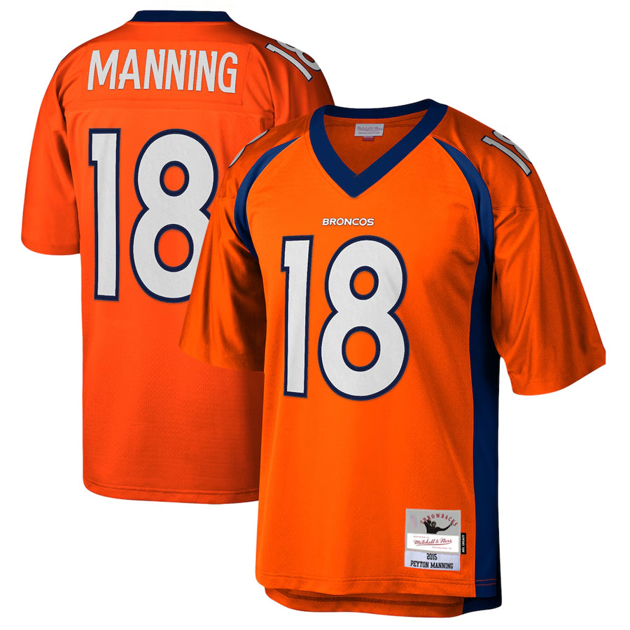 Elroe D.Broncos #18 Peyton Manning Player Mitchell & Ness Orange Legacy Replica Stitched Jerseys