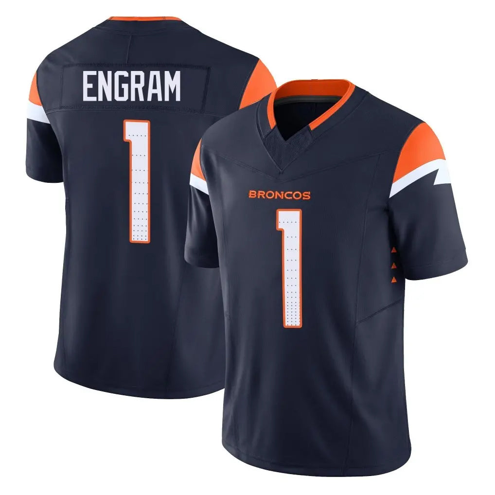 Elroe D.Broncos #1 Evan Engram Player Navy Limited Vapor F.U.S.E. Home Game Stitched Jerseys