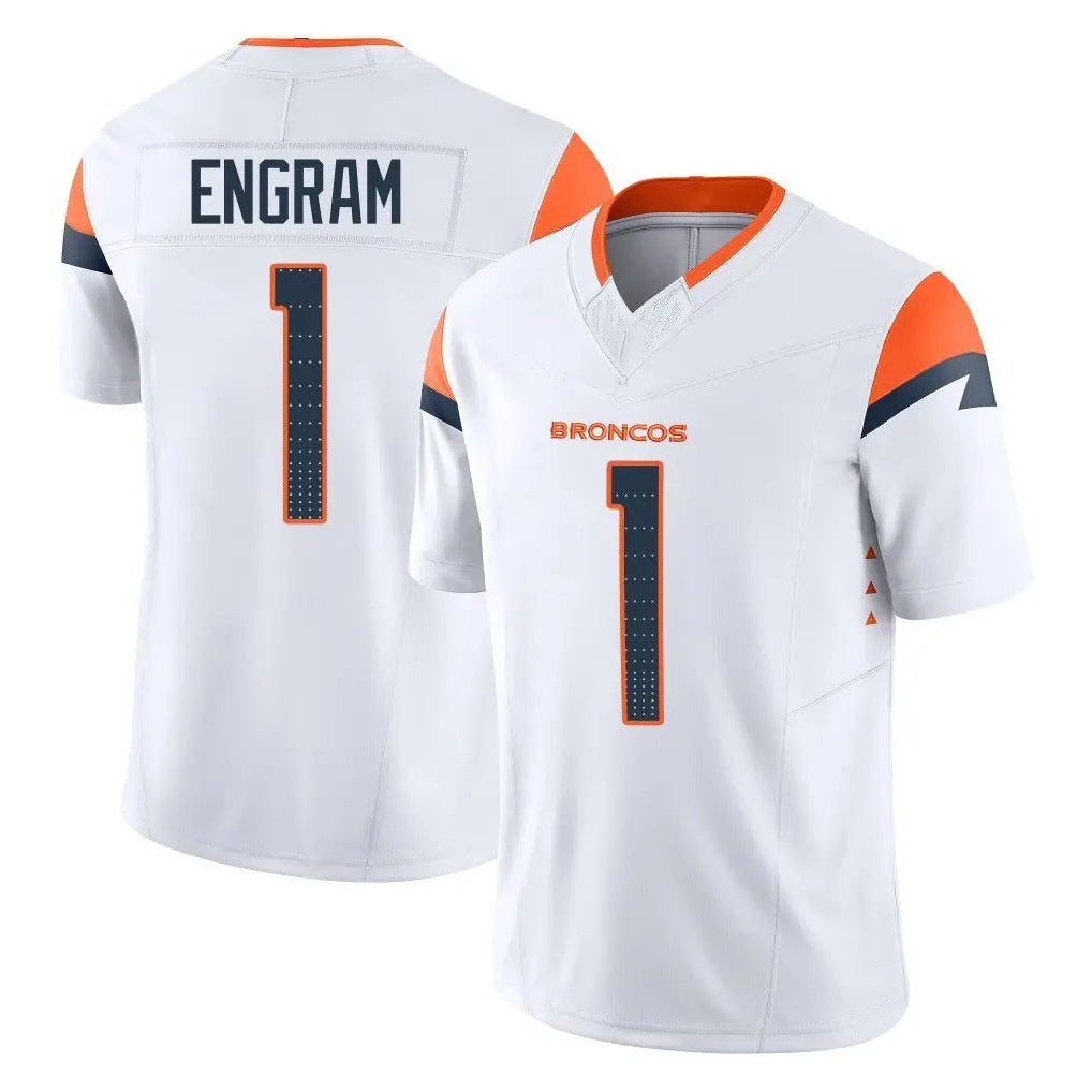 Elroe D.Broncos #1 Evan Engram Player White Limited Vapor F.U.S.E. Home Game Stitched Jerseys