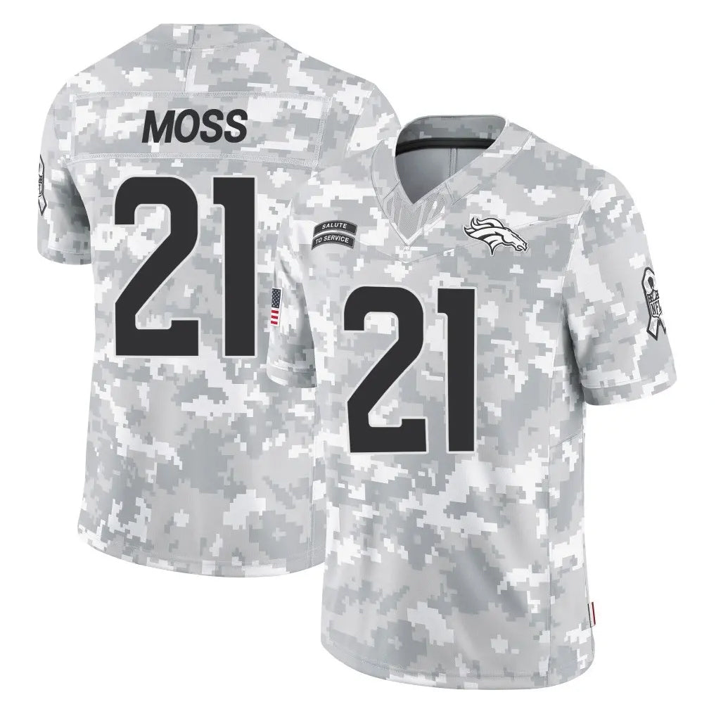 Elroe D.Broncos #21 Riley Moss Player Arctic Camo Salute To Service Limited Stitched Jerseys