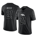 Elroe D.Broncos #21 Riley Moss Player Black Reflective Limited Stitched Jerseys
