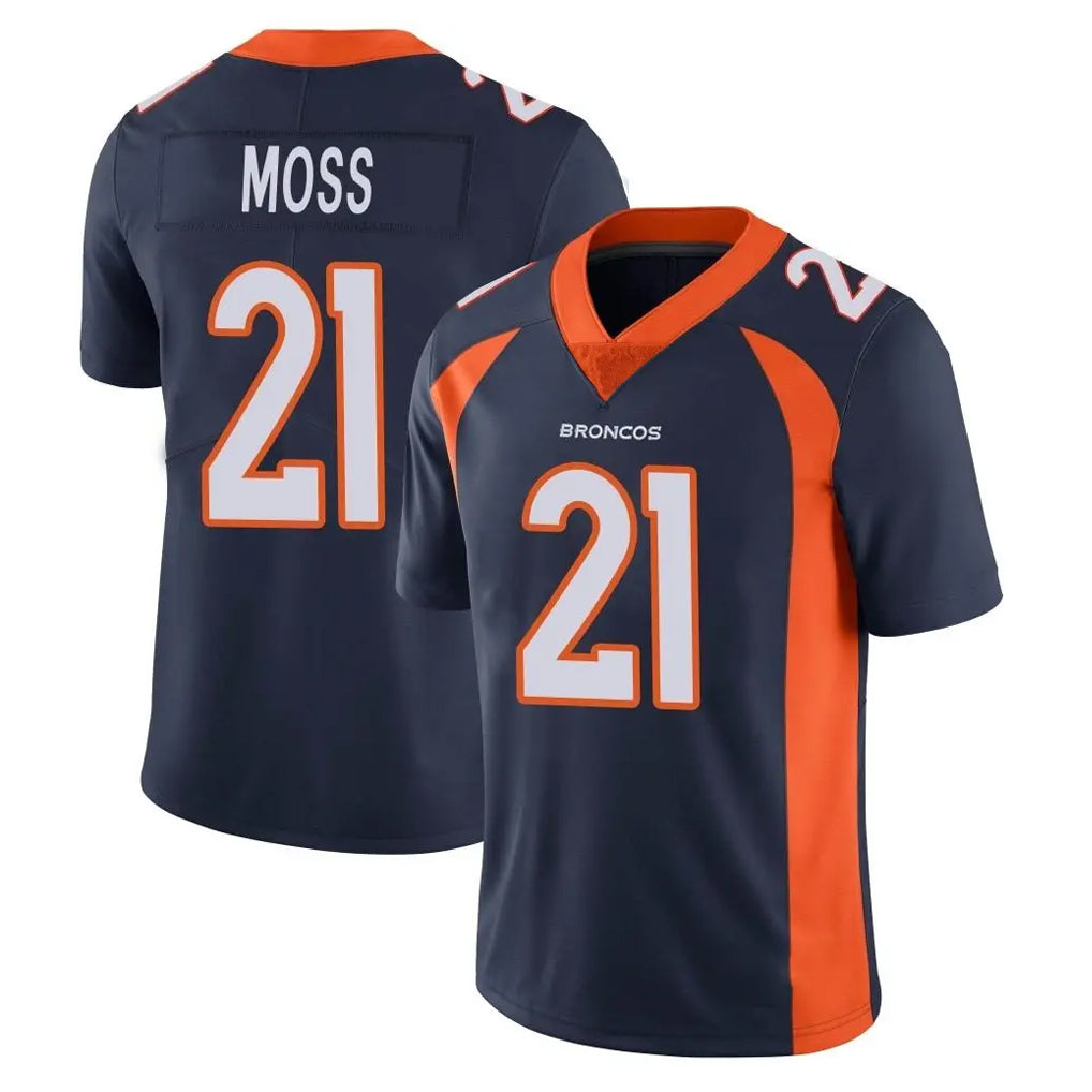 Elroe D.Broncos #21 Riley Moss Player Navy Vapor Untouchable Limited Game Stitched Jerseys