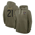 Elroe D.Broncos #21 Riley Moss Player Olive Salute to Service Pullover Hoodies Limited Stitched Jerseys