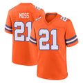 Elroe D.Broncos #21 Riley Moss Player Orange Alternate Collection Throwback Game Stitched Jerseys