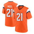 Elroe D.Broncos #21 Riley Moss Player Orange Home Game Stitched Jerseys