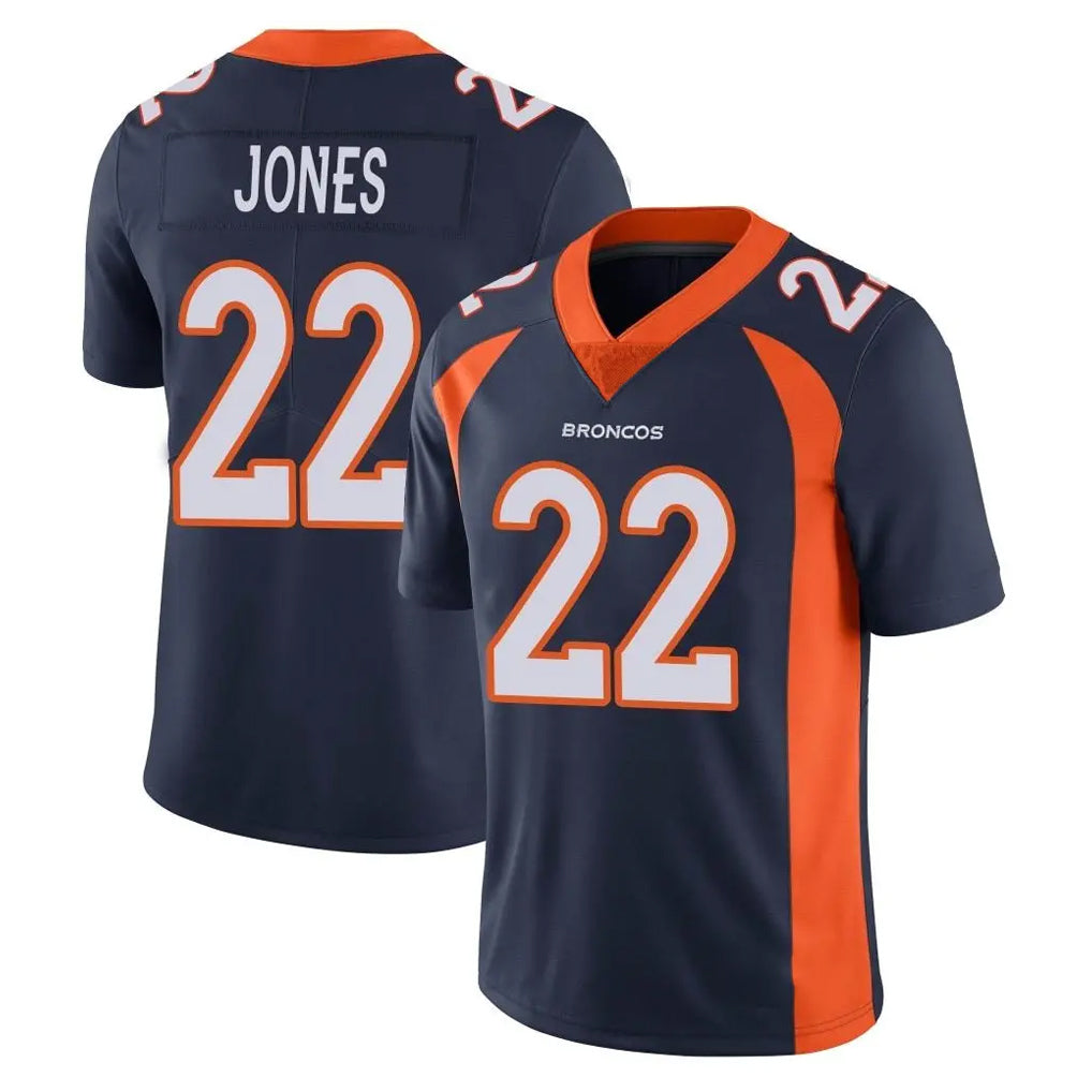 Elroe D.Broncos #22 Brandon Jones Player Navy Vapor Untouchable Limited Game Stitched Jerseys