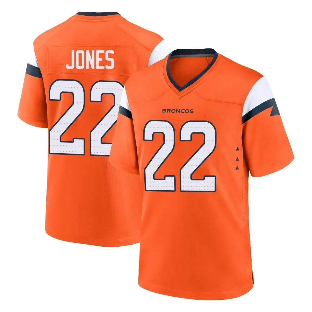 Elroe D.Broncos #22 Brandon Jones Player Orange Home Game Stitched Jerseys