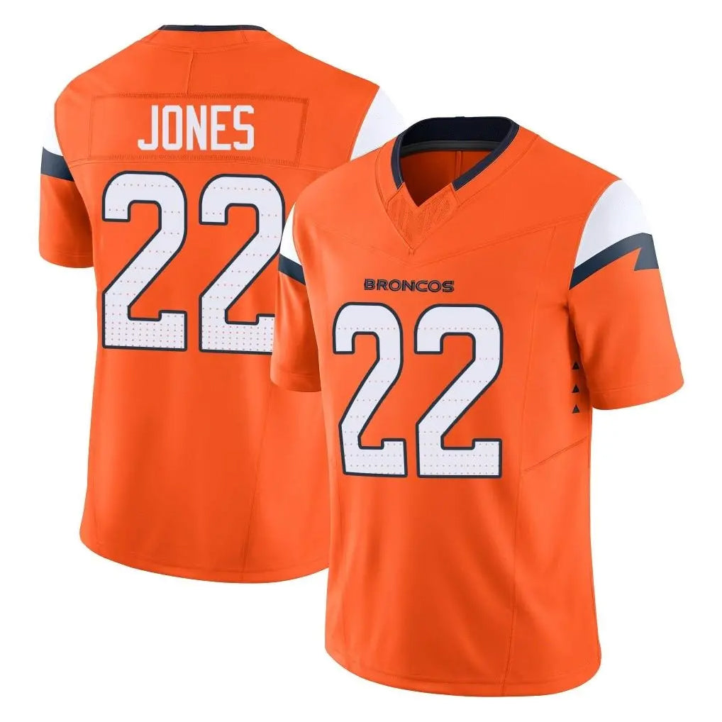 Elroe D.Broncos #22 Brandon Jones Player Orange Vapor F.U.S.E. Limited Home Game Stitched Jerseys