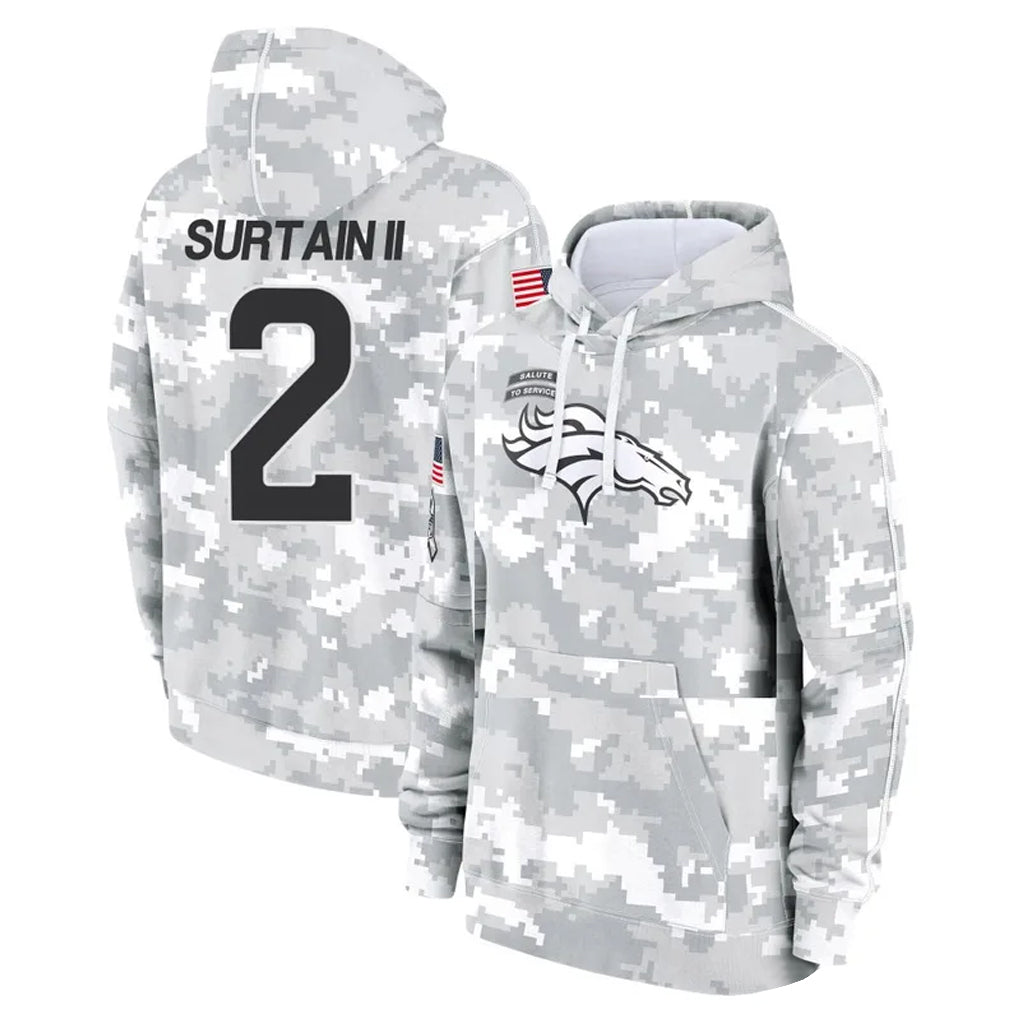 Elroe D.Broncos #2 Pat Surtain II Player Arctic Camo Salute to Service Hoodies Limited Game Stitched Jerseys