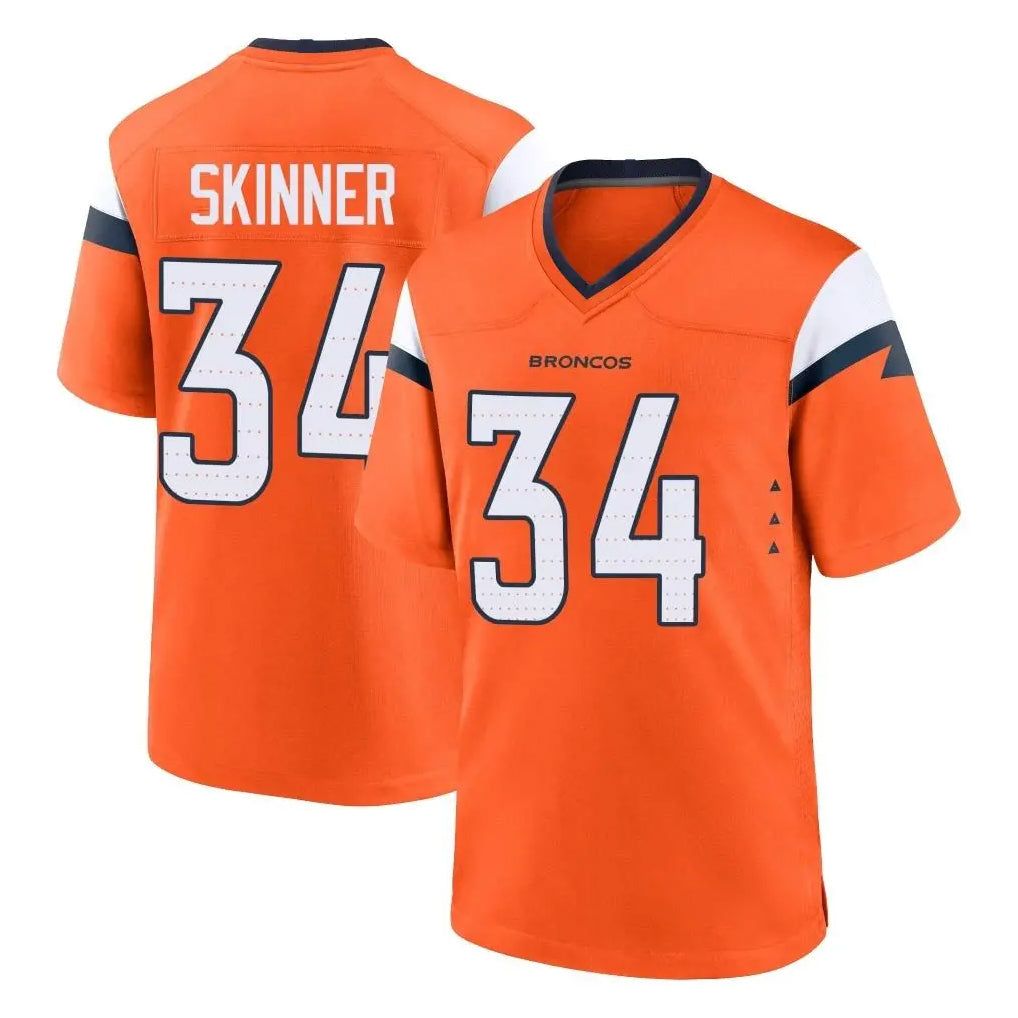 Elroe D.Broncos #34 JL Skinner Player Orange Home Game Stitched Jerseys