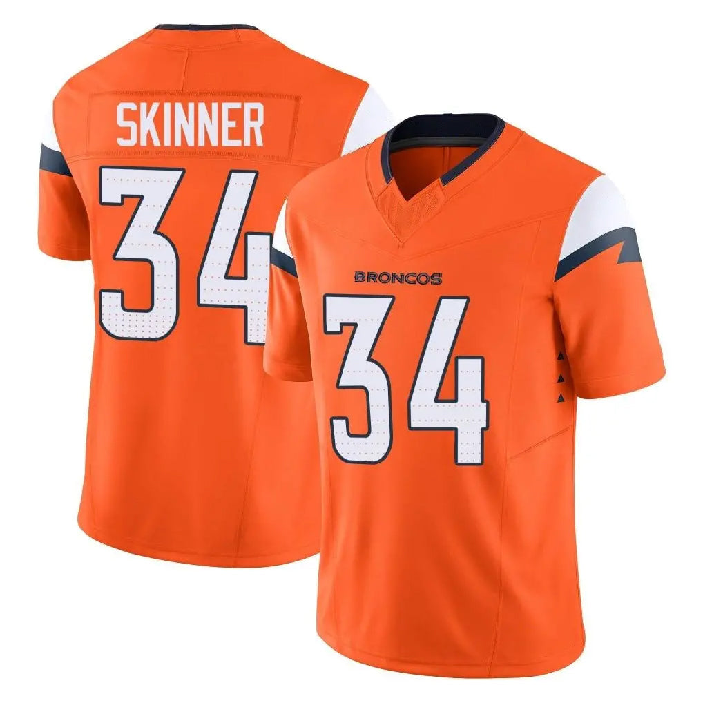 Elroe D.Broncos #34 JL Skinner Player Orange Vapor F.U.S.E. Limited Home Game Stitched Jerseys