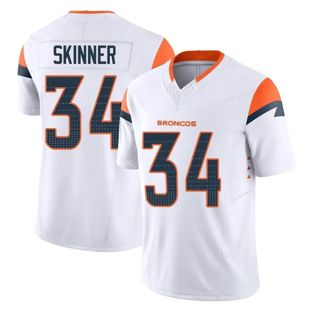 Elroe D.Broncos #34 JL Skinner Player White Limited Vapor F.U.S.E. Home Game Stitched Jerseys