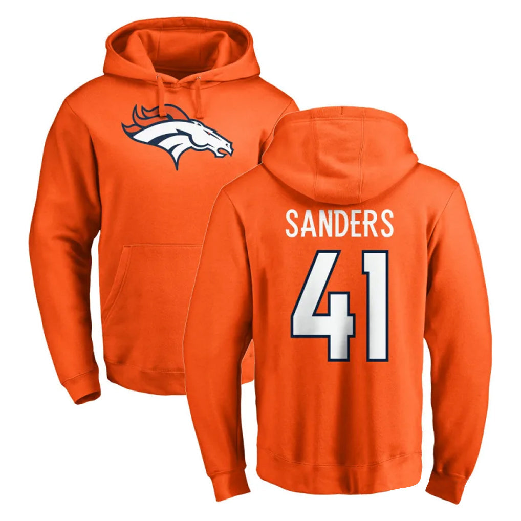 Elroe D.Broncos #41 Drew Sanders Player Orange Pullover Hoodie Limited Stitched Jerseys