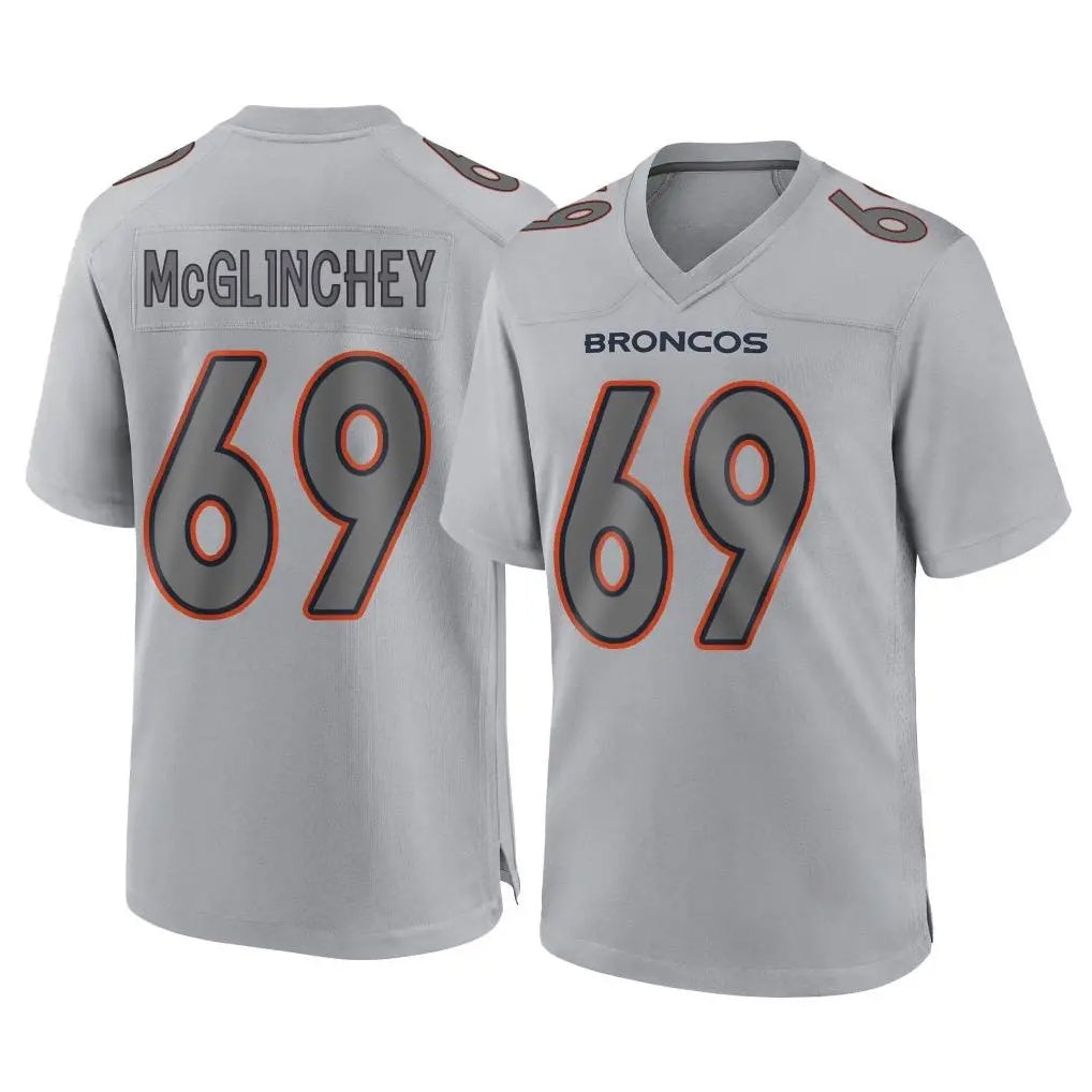 Elroe D.Broncos #69 Mike McGlinchey Player Gray Atmosphere Fashion Limited Game Stitched Jerseys