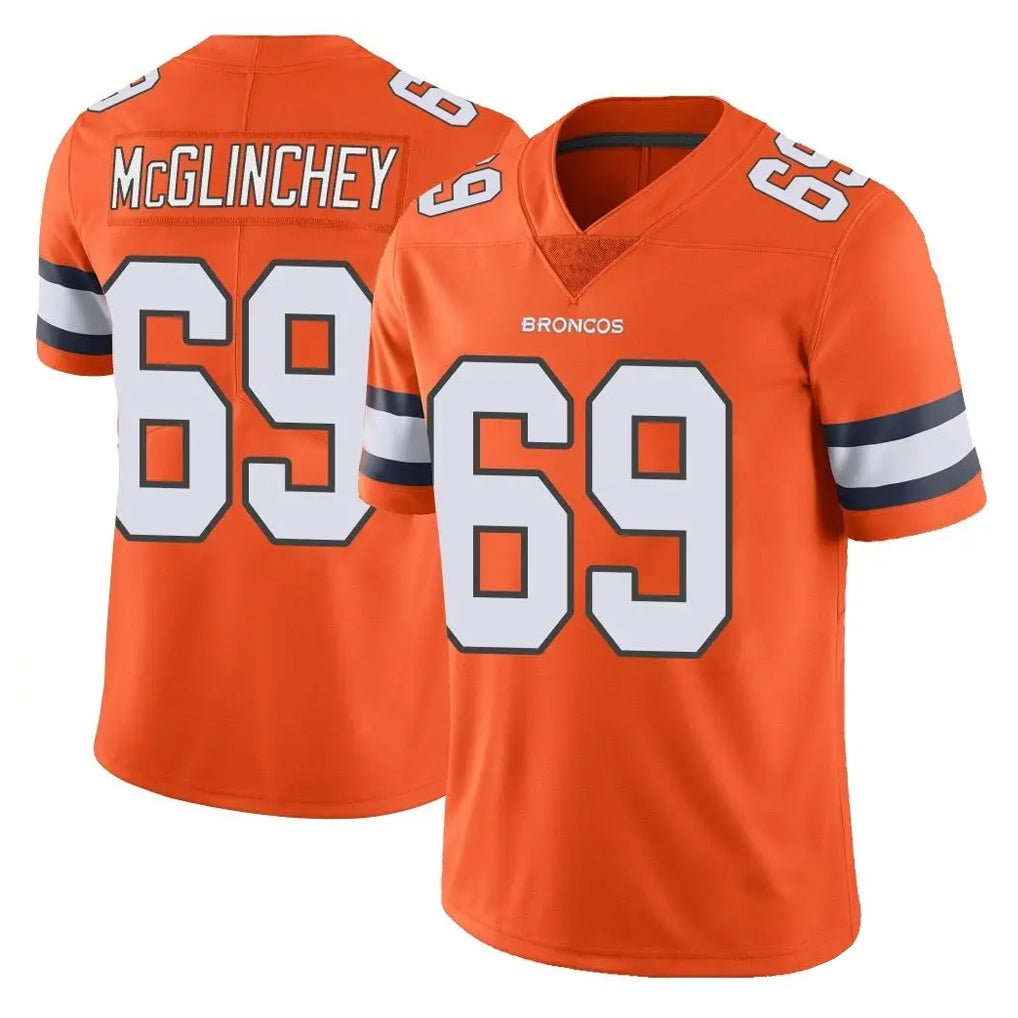 Elroe D.Broncos #69 Mike McGlinchey Player Orange Vapor Untouchable Limited Home Game Stitched Jerseys