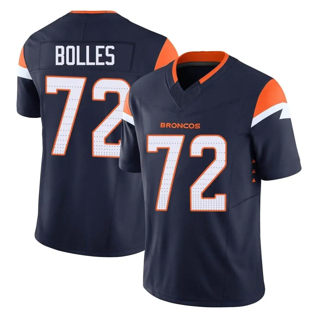 Elroe D.Broncos #72 Garett Bolles Player Navy Limited Vapor F.U.S.E. Home Game Stitched Jerseys