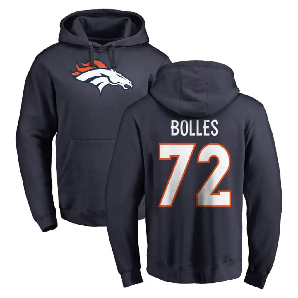 Elroe D.Broncos #72 Garett Bolles Player Navy Pullover Hoodie Limited Stitched Jerseys