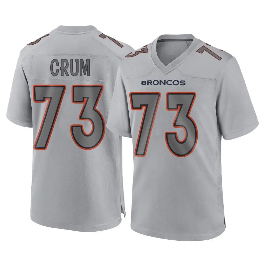 Elroe D.Broncos #73 Frank Crum Player Gray Atmosphere Fashion Limited Game Stitched Jerseys