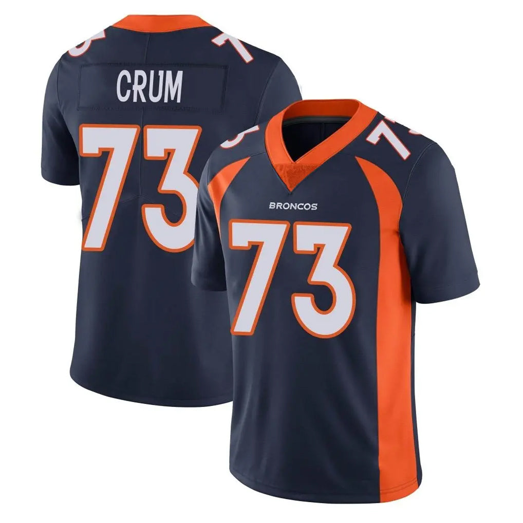 Elroe D.Broncos #73 Frank Crum Player Navy Vapor Untouchable Limited Game Stitched Jerseys