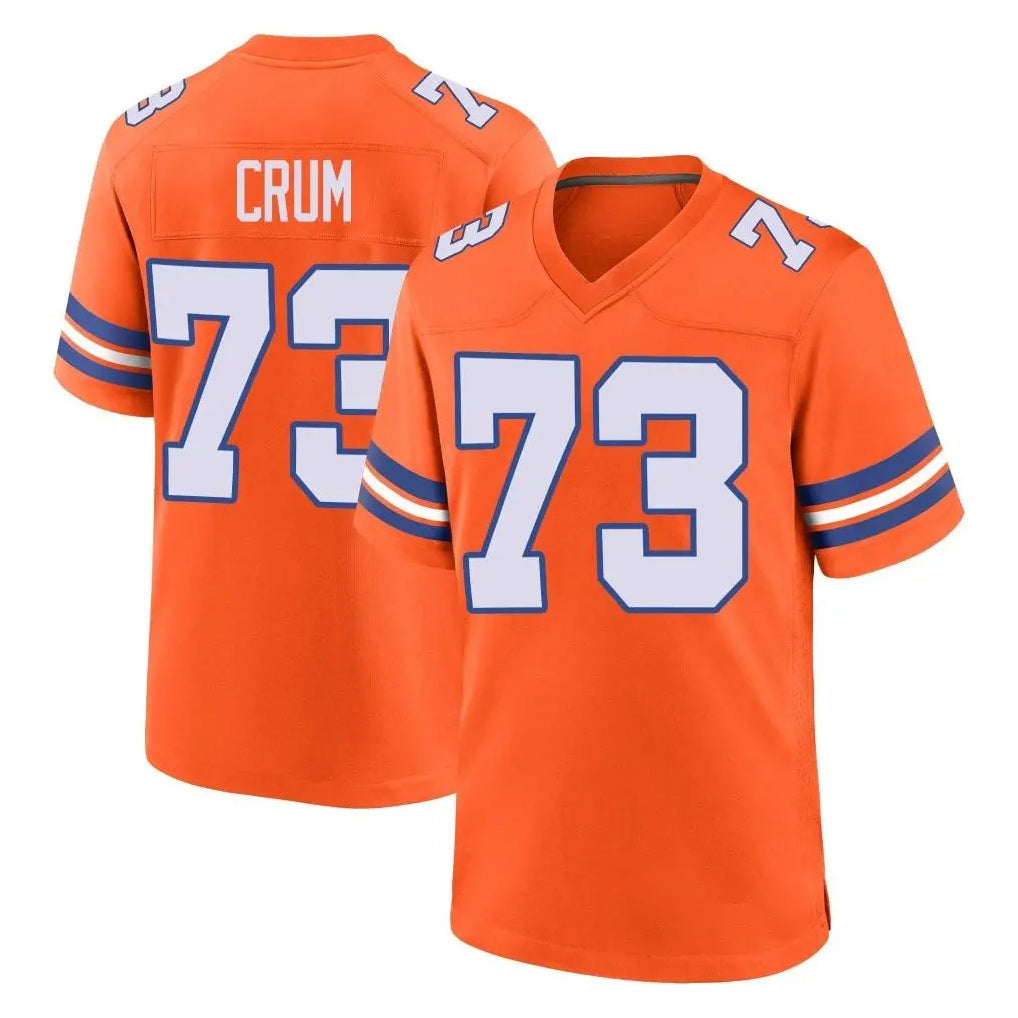 Elroe D.Broncos #73 Frank Crum Player Orange Alternate Collection Throwback Game Stitched Jerseys