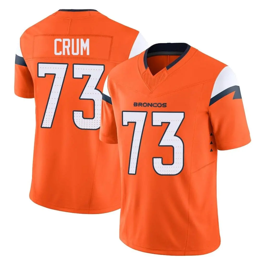 Elroe D.Broncos #73 Frank Crum Player Orange Vapor F.U.S.E. Limited Home Game Stitched Jerseys