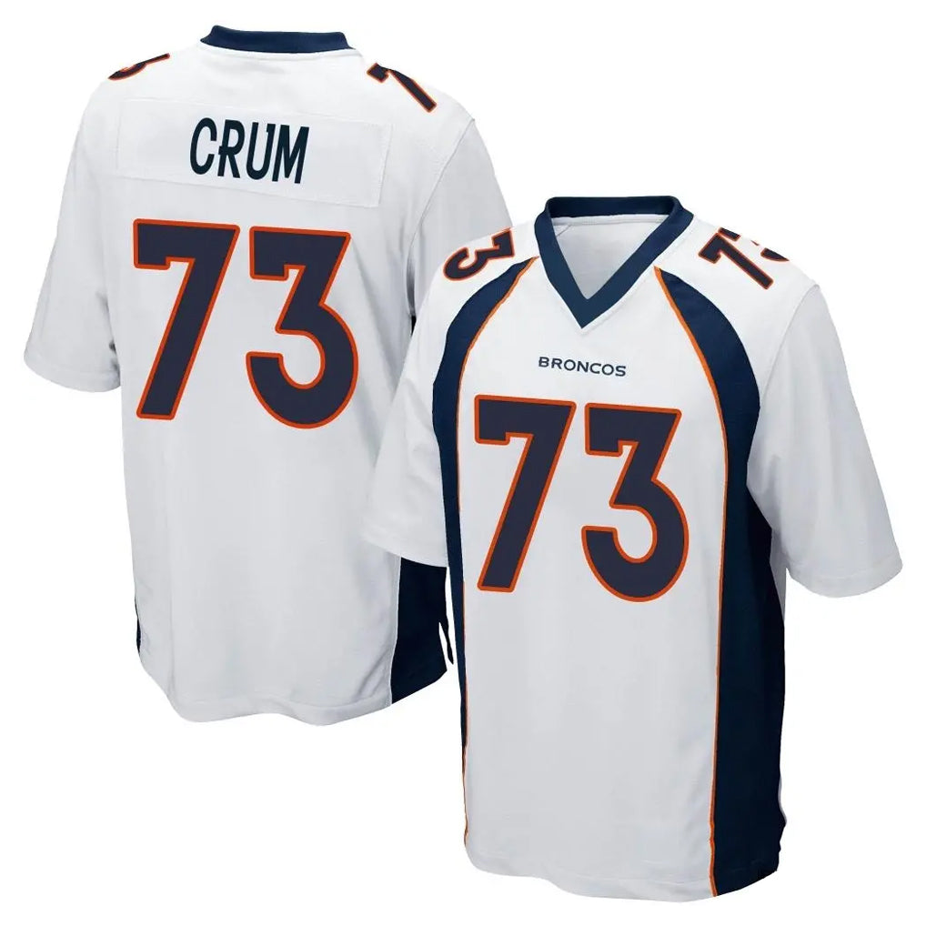 Elroe D.Broncos #73 Frank Crum Player White Game Stitched Jerseys