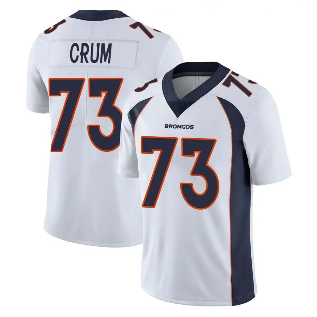Elroe D.Broncos #73 Frank Crum Player White Vapor Untouchable Limited Home Game Stitched Jerseys