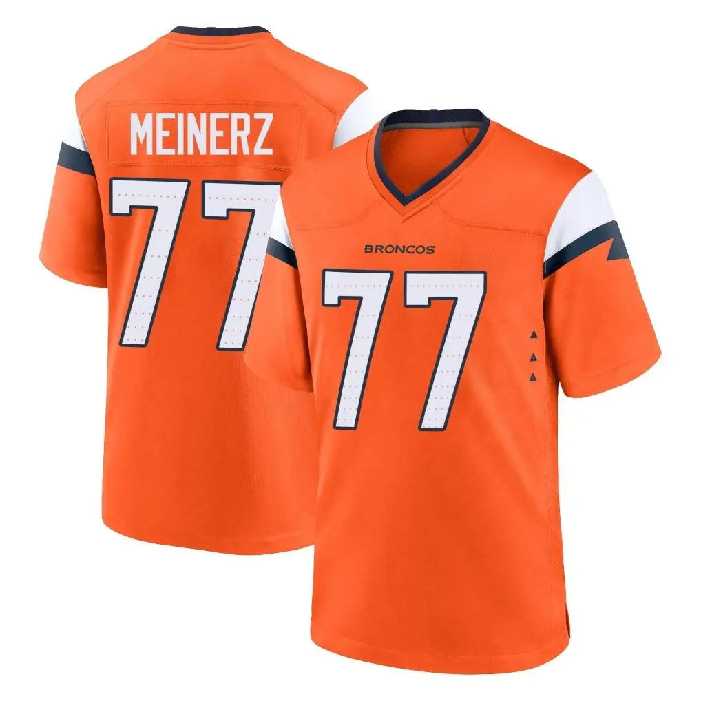 Elroe D.Broncos #77 Quinn Meinerz Player Orange Home Game Stitched Jerseys