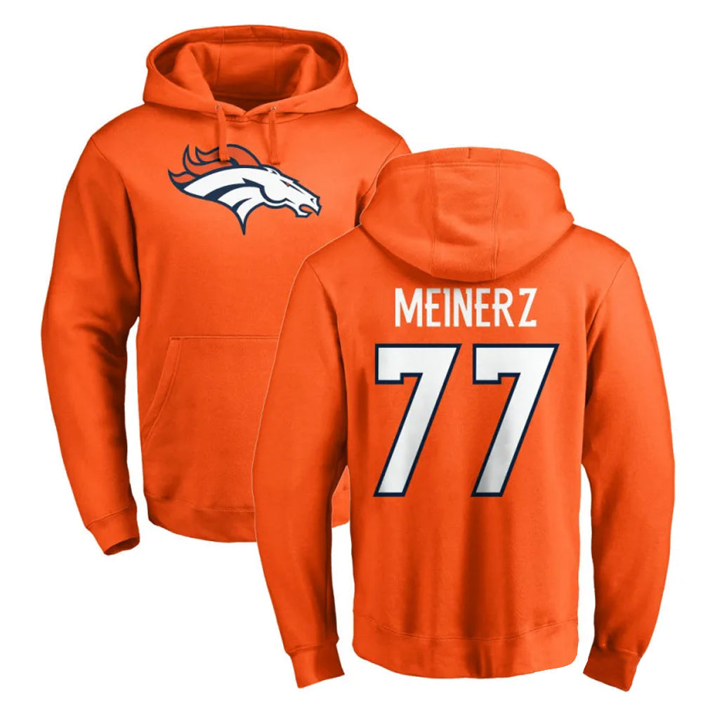Elroe D.Broncos #77 Quinn Meinerz Player Orange Pullover Hoodie Limited Stitched Jerseys