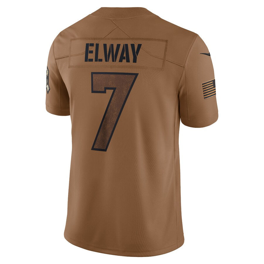 Elroe D.Broncos #7 John Elway Player Brown Salute To Service Limited Stitched Jerseys
