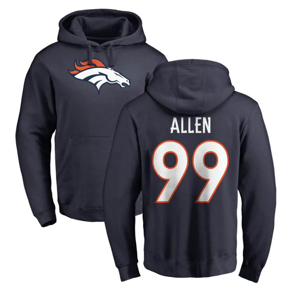 Elroe D.Broncos #99 Zach Allen Player Navy Pullover Hoodie Limited Stitched Jerseys