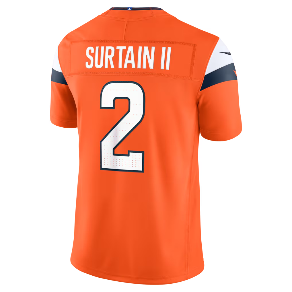 Elroe D.Broncos #2 Patrick Surtain II Orange Team Vapor F.U.S.E. Stitched Limited Jerseys