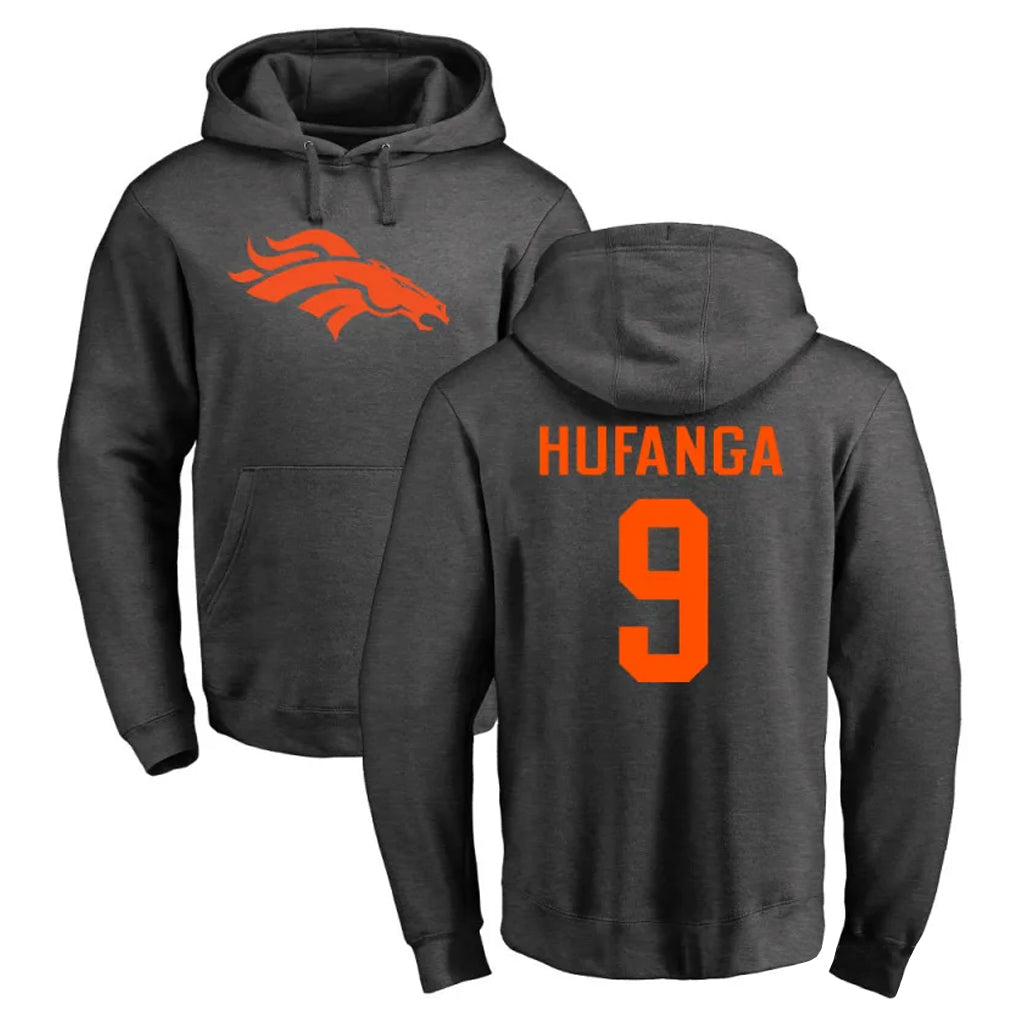 Elroe D.Broncos #9 Talanoa Hufanga Player Ash One Color Pullover Hoodie Limited Stitched Jerseys