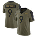 Elroe D.Broncos #9 Talanoa Hufanga Player Olive Salute To Service Limited Game Stitched Jerseys