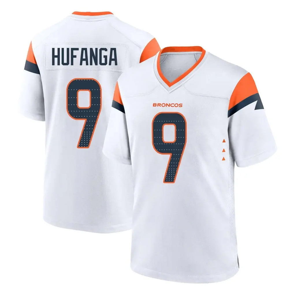 Elroe D.Broncos #9 Talanoa Hufanga Player White Home Game Stitched Jerseys