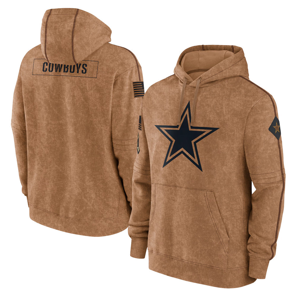 Elroe D.Cowboys Brown Salute to Service Hoodies Limited Game Blank Player Stitched Jerseys