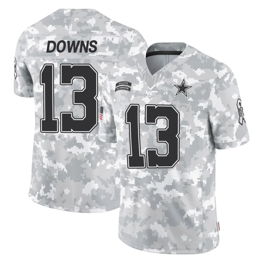 Elroe D.Cowboys #13 Caleb Downs Player Arctic Camo Salute to Service Limited Home Game Stitched Jerseys