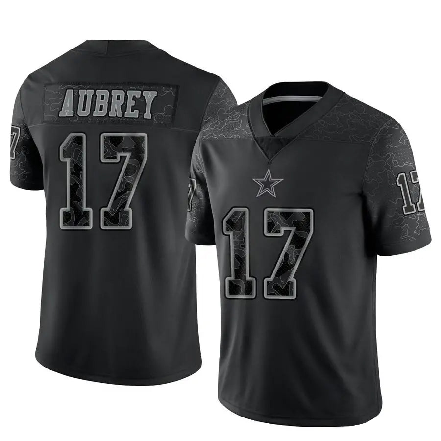 Elroe D.Cowboys #17 Brandon Aubrey Player Black REFLECTIVE Limited Stitched Jerseys