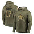 Elroe D.Cowboys #17 Brandon Aubrey Player Olive Salute to Service Pullover Hoodies Home Game Stitched Jerseys