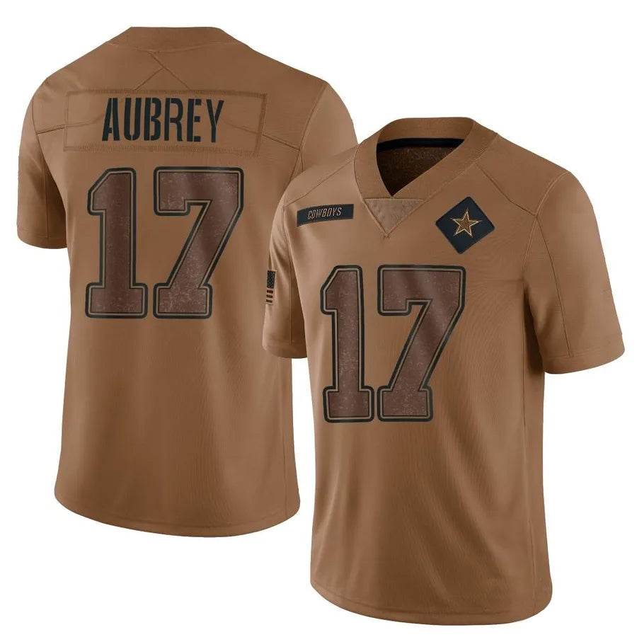 Elroe D.Cowboys #17 Brandon Aubrey Player Salute To Service Limited Brown Stitched Jerseys