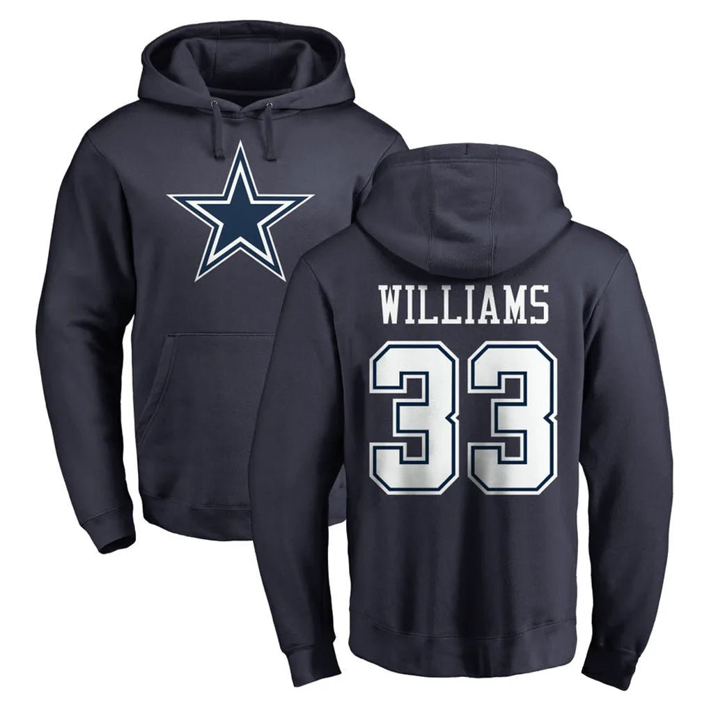 Elroe D.Cowboys #33 Javonte Williams Player Navy Pullover Hoodies Limited Stitched Jerseys
