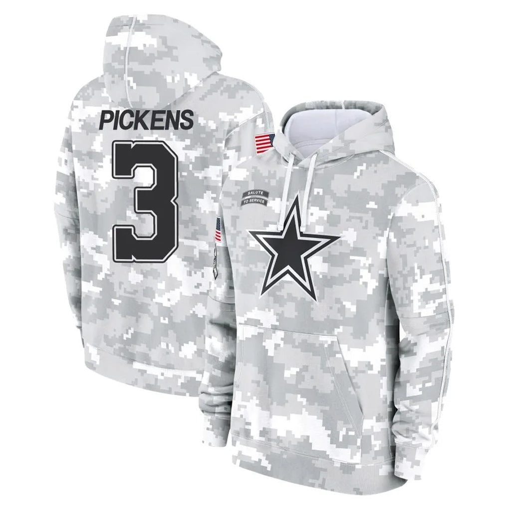Elroe D.Cowboys #3 George Pickens Player Arctic Camo Salute to Service Hoodies Limited Game Stitched Jerseys
