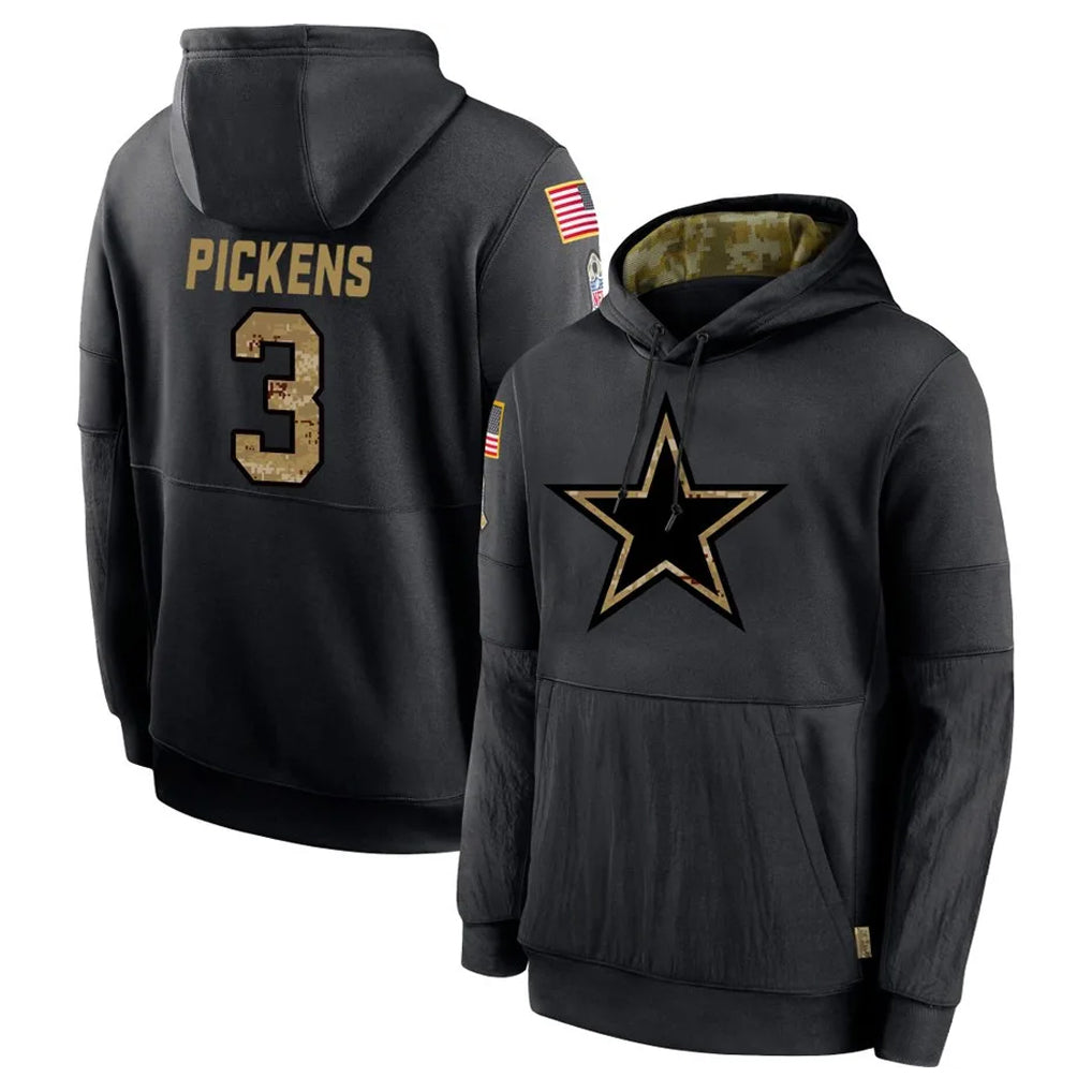 Elroe D.Cowboys #3 George Pickens Player Black Salute to Service Pullover Hoodies Limited Stitched Jerseys