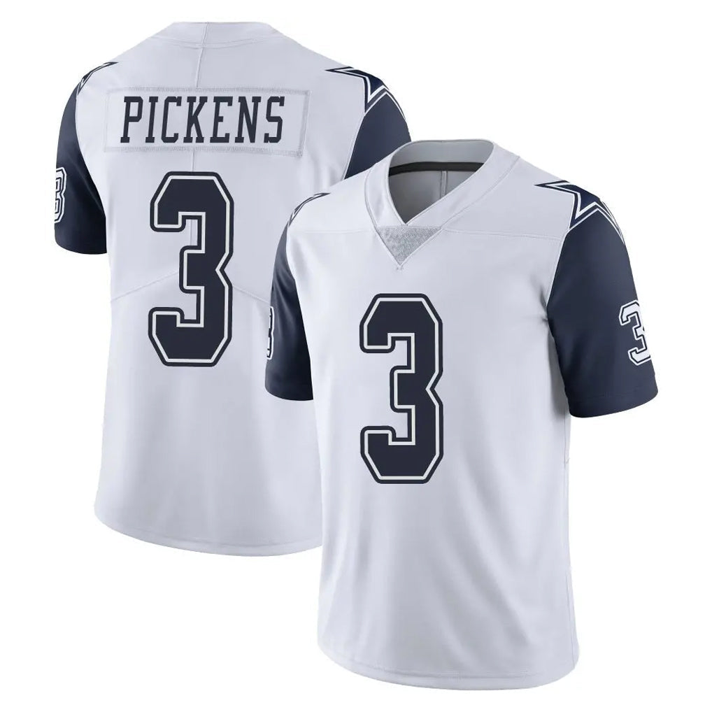 Elroe D.Cowboys #3 George Pickens Player White-Navy Limited Color Rush Vapor Untouchable Home Game Stitched Jerseys